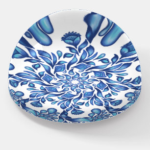Flower and leaf mandala in blues  paperweight