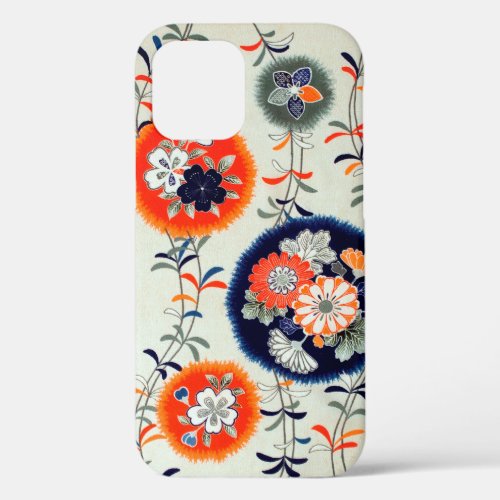 Flower and Leaf Pattern Japanese Design iPhone 12 Case