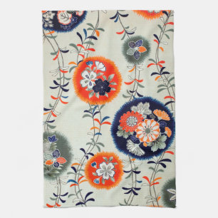 Flower and Leaf Pattern, Japanese Design Kitchen Towel