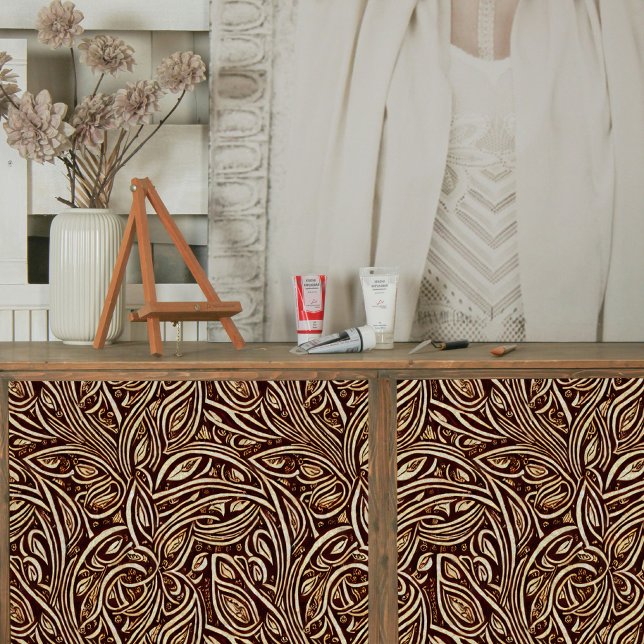 Flower and Leaves Scrolls in Wood Decoupage Tissue Paper (Creator Uploaded)