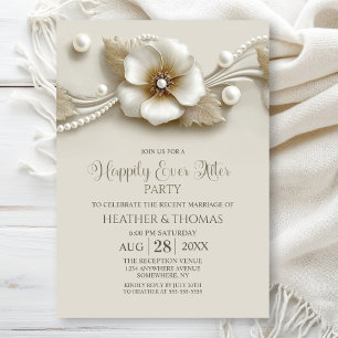 Flower and Pearls Wedding After Party Invitation