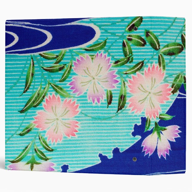 Flower and Running Water, Japanese Design 3 Ring Binder (Back/Spine)