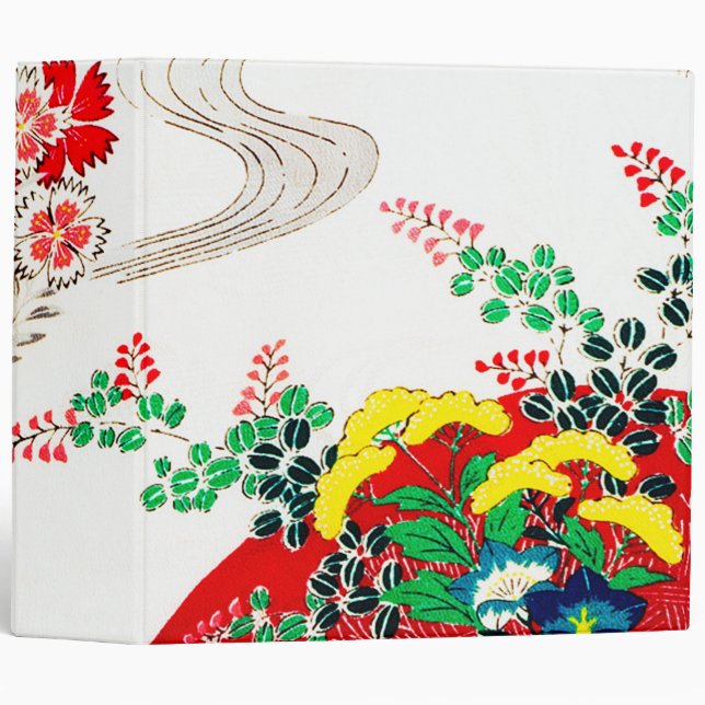 Flower and Running Water, Japanese Design 3 Ring Binder (Front/Spine)