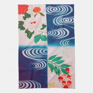 Flower and Running Water, Japanese Design Kitchen Towel