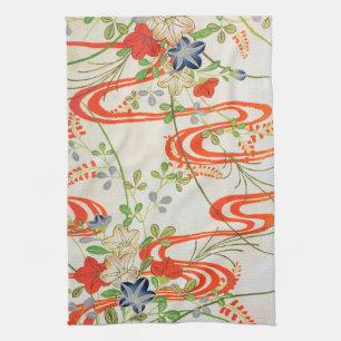 Flower and Running Water, Japanese Design Kitchen Towel