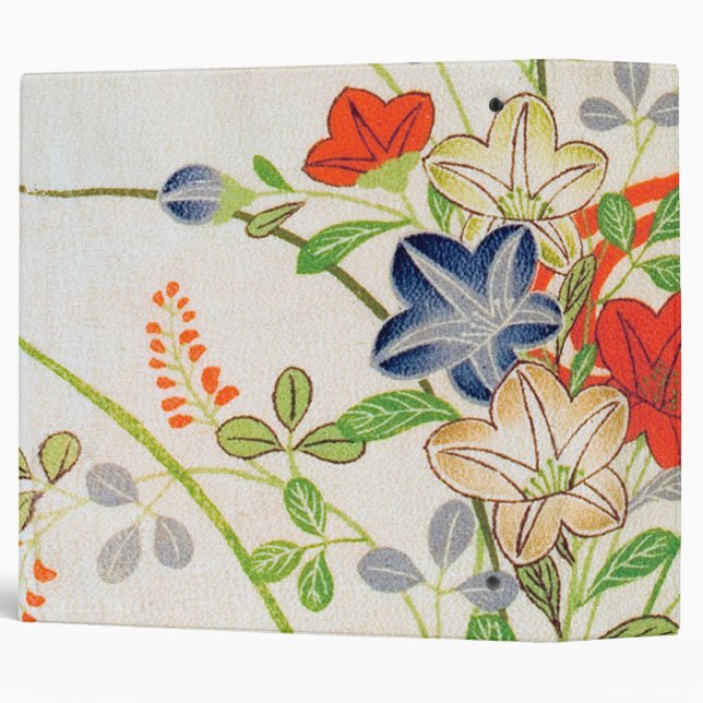Flower and Running Water, Japanese Design Throw Pi 3 Ring Binder (Back/Spine)
