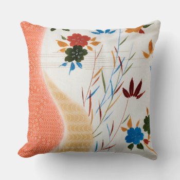 Flower And Running Water  Japanese Design Throw Pillow by Wagaraya at Zazzle