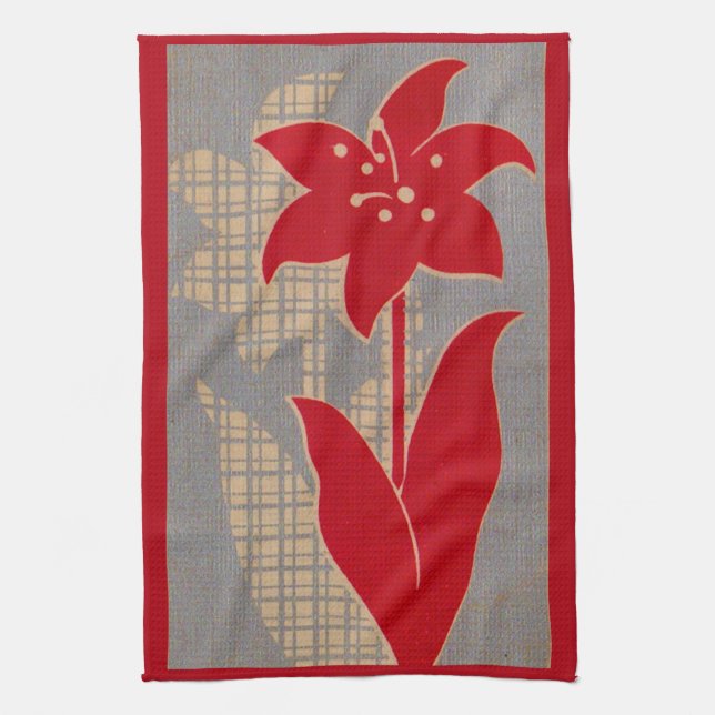 flower and shadow flower print kitchen towel (Vertical)