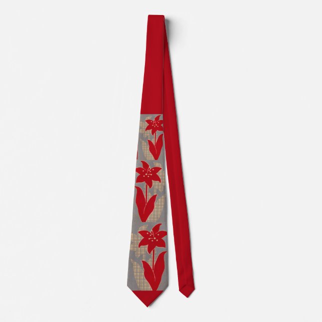 flower and shadow flower print neck tie (Front)