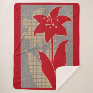 flower and shadow flower print sherpa blanket