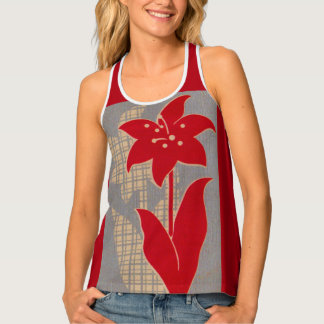 flower and shadow flower print tank top