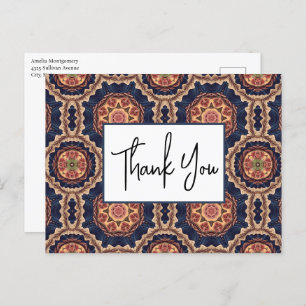 Flower and Star Shapes Decorative Design Thank You Postcard