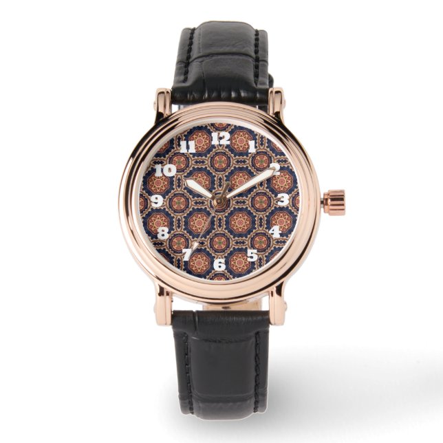 Flower and Star Shapes Decorative Design Watch (Front)