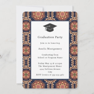 Flower and Star Shapes Decorative Graduation Invitation