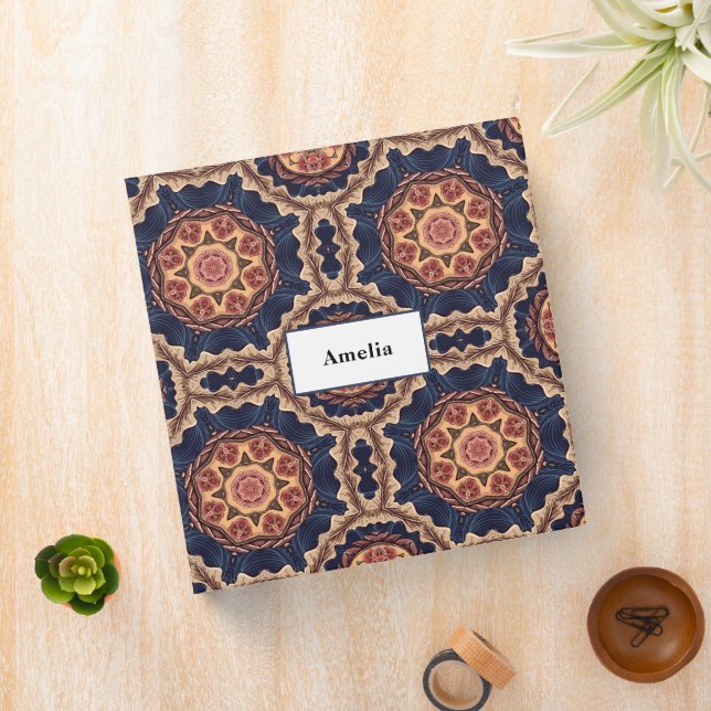 Flower and Star Shapes Pattern 3 Ring Binder (In Situ)