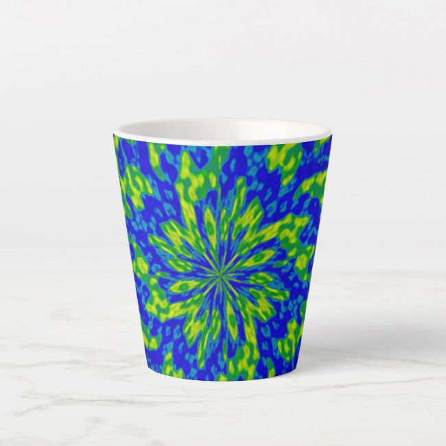Flower and Swirls Mandala Green Blue Latte Mug