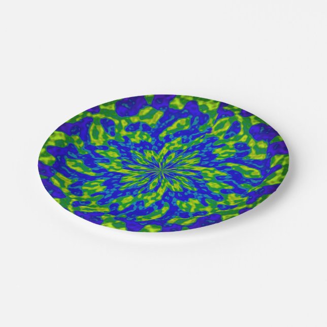 Flower and Swirls Mandala Paper Plates (Angled)