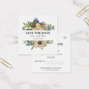 Flower anemone elegant watercolor Save the Date