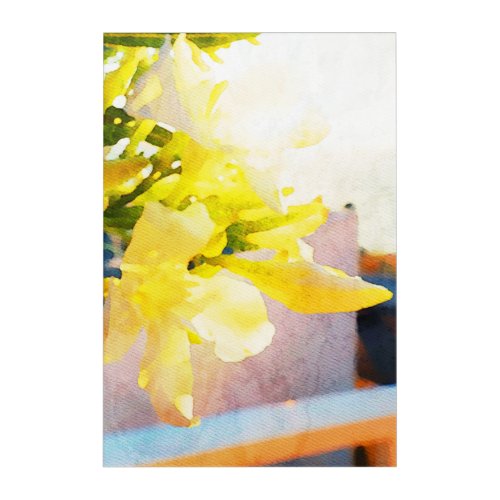  Flower AP10 Yellow Peach Watercolor Flower Acrylic Print
