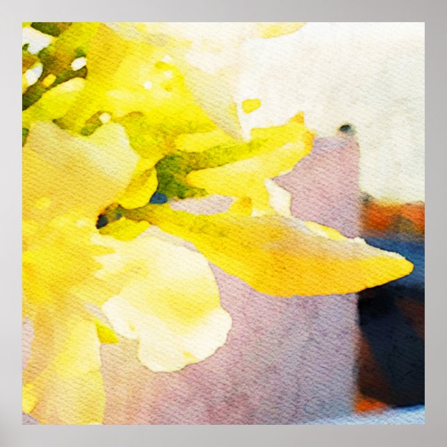 *~* Flower AP10 Yellow Peach  Watercolor Flower  Poster (Front)