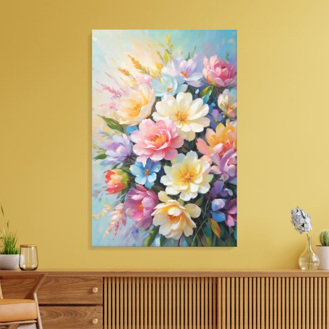 Flower Arrangement Painted Canvas Print (Insitu(LivingRoom))