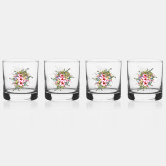 Flower Arrangement Rocks Whiskey Glass