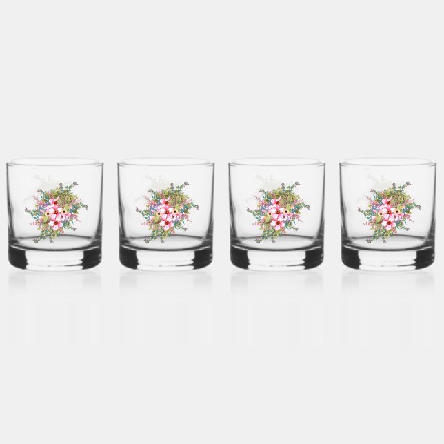 Flower Arrangement Rocks Whiskey Glass (Back)
