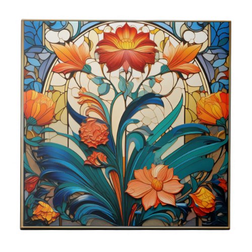 Flower Art Deco Design Ceramic Tile