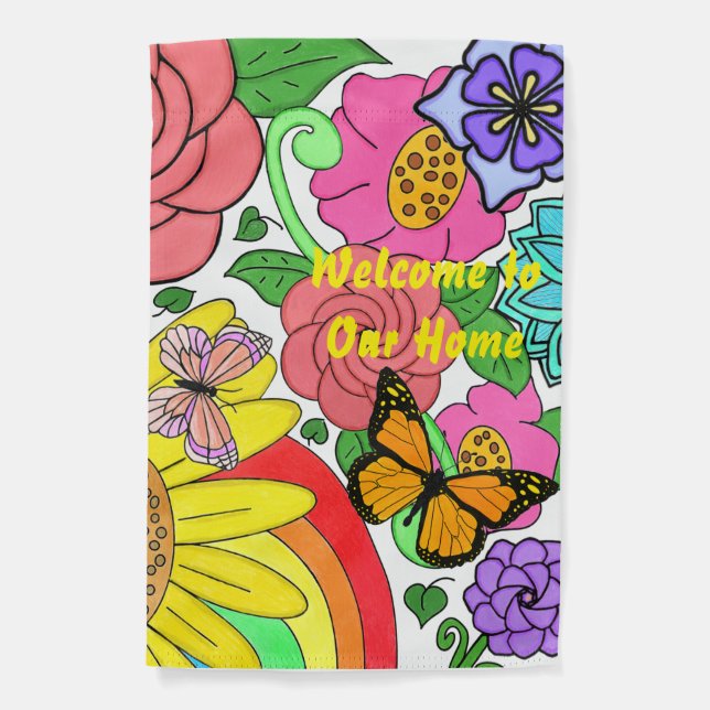 Flower art garden flag (Front)