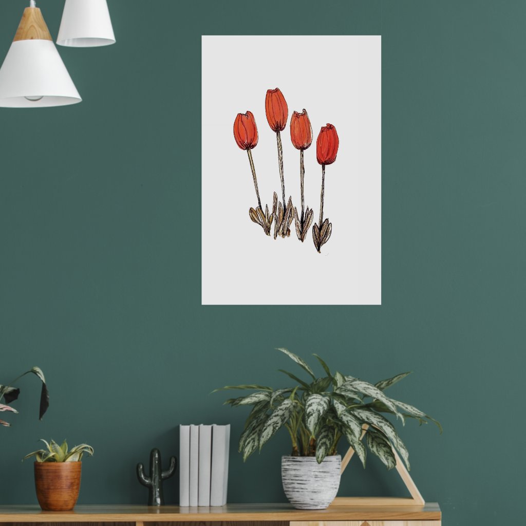 Blue Tulips Flower Art Print