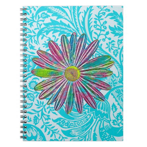 Flower Art Vintage Aqua Pattern Journal