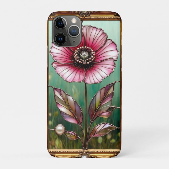 Flower Artwork in Elegant Golden Frame Case-Mate iPhone Case (Back)
