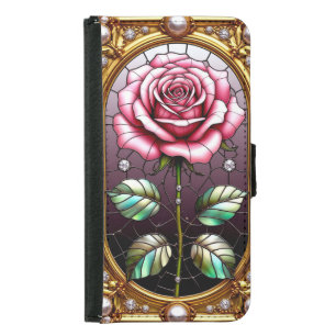 Flower Artwork in Elegant Golden Frame Samsung Galaxy S5 Wallet Case