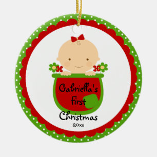 Flower Baby Girl Baby's First Christmas Ornament