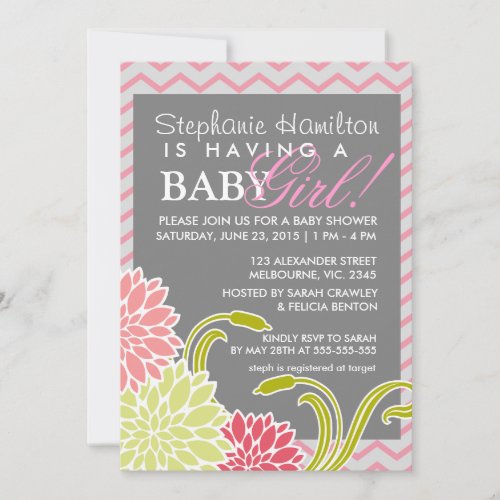 Flower baby girl shower invites
