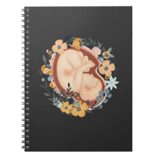 Flower Baby Pregnant Mother Midwife Notebook