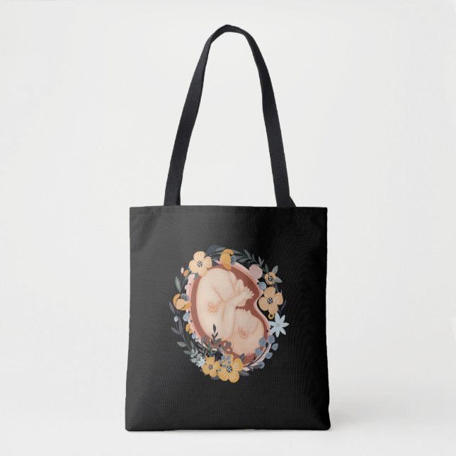 Flower Baby Pregnant Mother Midwife Tote Bag (Front)