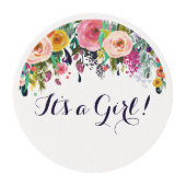 Flower Baby Shower Cupcake Cookie Frosting Round (Front)