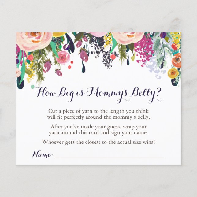 Flower Baby Shower How Big is Mommy's Belly Game (Front)