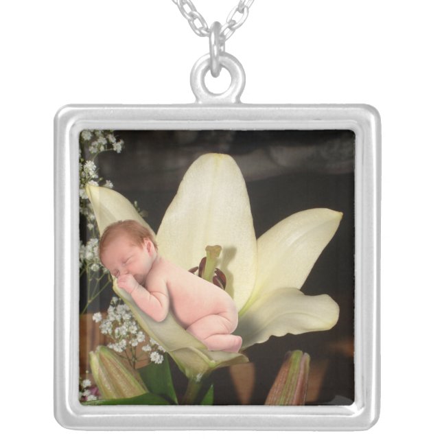 Flower Baby Silver Plated Necklace (Front)