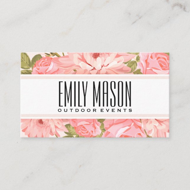 Flower Background Business Card (Front)