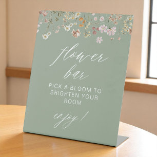 Flower Bar Boho Wildflower Bridal Shower Pedestal Sign