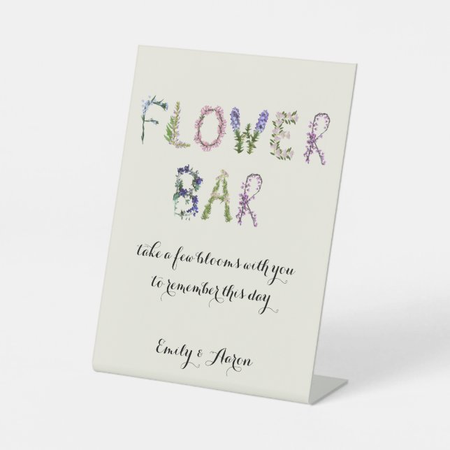 Flower Bar - Bouquet Bar Customizable  Pedestal Sign (Front)