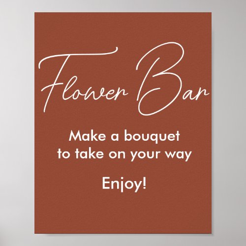 Flower Bar Brown White Bridal Shower Poster 