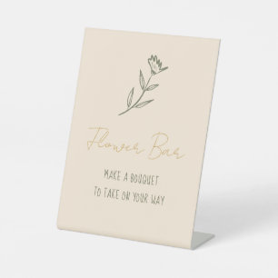Flower Bar Hand Drawn Floral Garden Bridal Shower Pedestal Sign