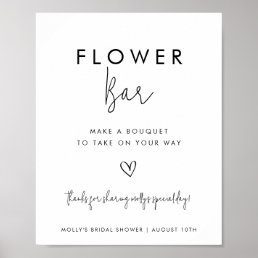 Flower Bar Minimalist Black &amp; White with  Heart Poster