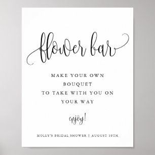 Flower Bar, Minimalist Calligraphy Script Editable Poster
