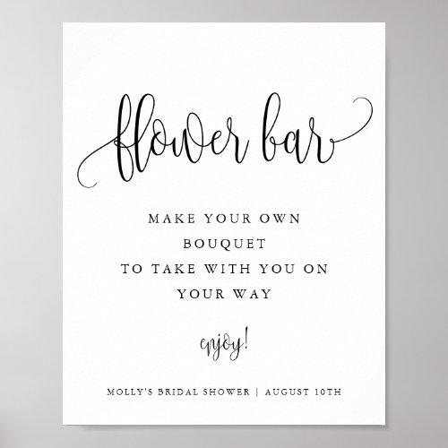 Flower Bar Minimalist Calligraphy Script Editable Poster