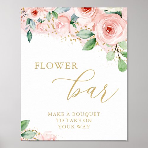 Flower Bar Pink and Gold Floral Bridal Shower Poster