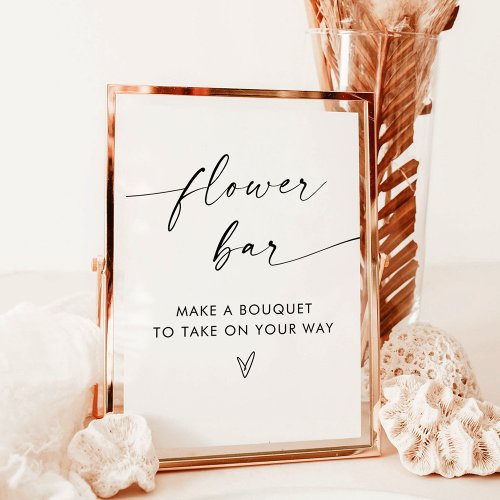 Flower Bar Sign Boho Minimalist Bridal Shower Poster
